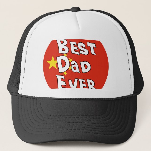 Best Dad Ever China Flag Trucker Hat (Front)