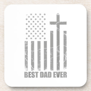 Best Dad Ever Christian Patriotic Dad USA Flag Fat Coaster