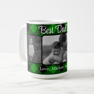 Best Dad ever Christmas classic green Plaid  Coffee Mug