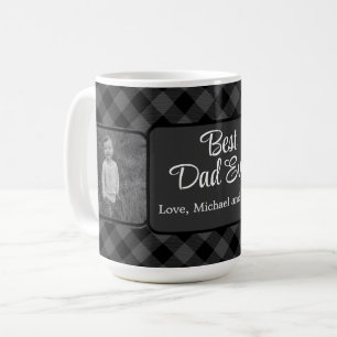 Best Dad ever Christmas classic grey Plaid  Coffee Mug