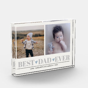 BEST DAD EVER collage 2 Photo Blue Hearts  Acrylic Award