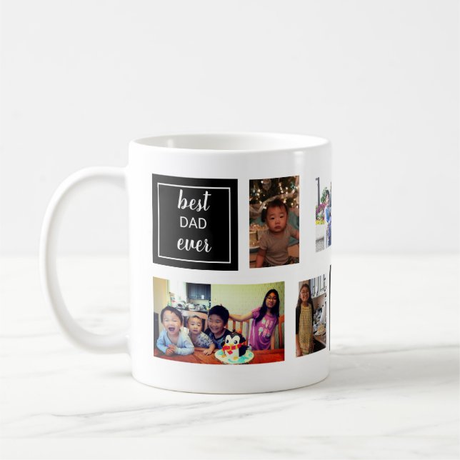 best dad ever Collage Personalised black White Coffee Mug (Left)