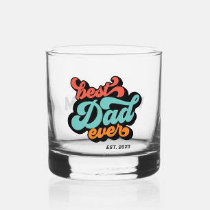 Best Dad Ever Colourful Retro Father’s Day Gift Whiskey Glass