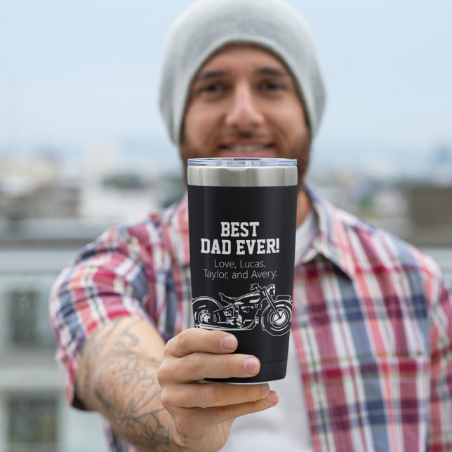 Best Dad Ever Cool Motorcycle Father Bike Insulated Tumbler (Best Dad Ever Motorcycle Father's Day Coffee Mug)