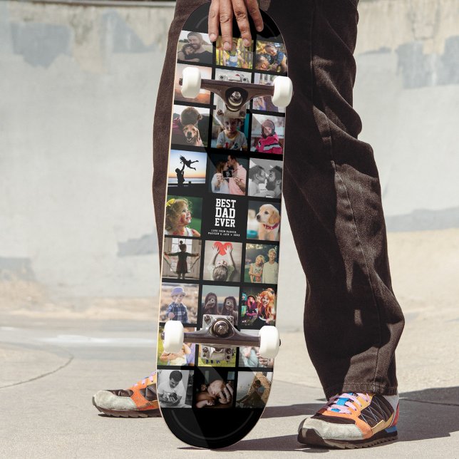 Best Dad Ever Cool Trendy Instagram Photo Collage Skateboard (Creator Uploaded)