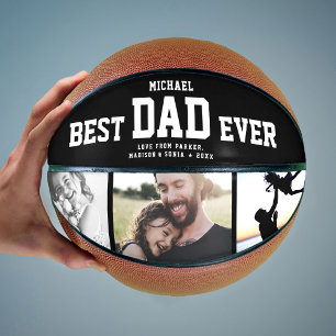 BEST DAD EVER Cool Trendy Unique Photo Collage Basketball