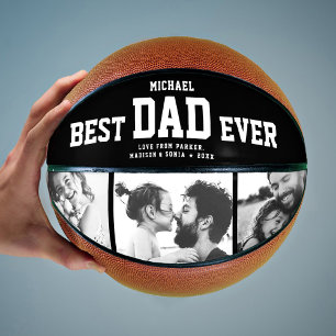 BEST DAD EVER Cool Trendy Unique Photo Collage Basketball
