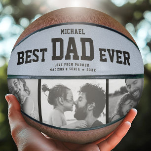 BEST DAD EVER Cool Trendy Unique Photo Collage Basketball