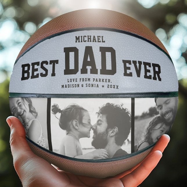 BEST DAD EVER Cool Trendy Unique Photo Collage Basketball (Creator Uploaded)