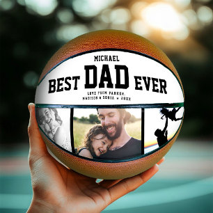 BEST DAD EVER Cool Trendy Unique Photo Collage Basketball
