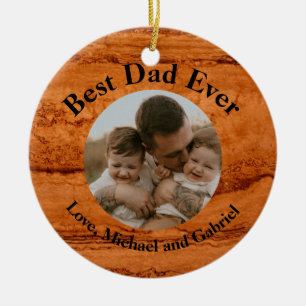 Best Dad ever, Copper Canyon Granite, amber gold  Ceramic Ornament