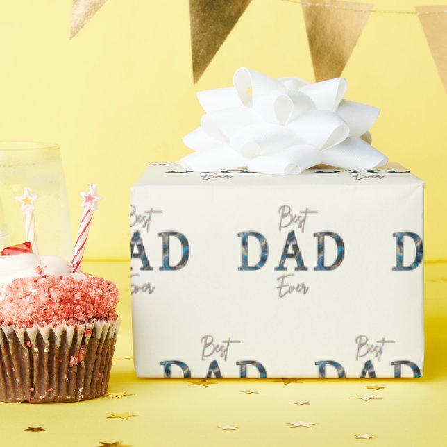 Best Dad Ever Cream Rustic Typography Wrapping Paper (Birthday Party)