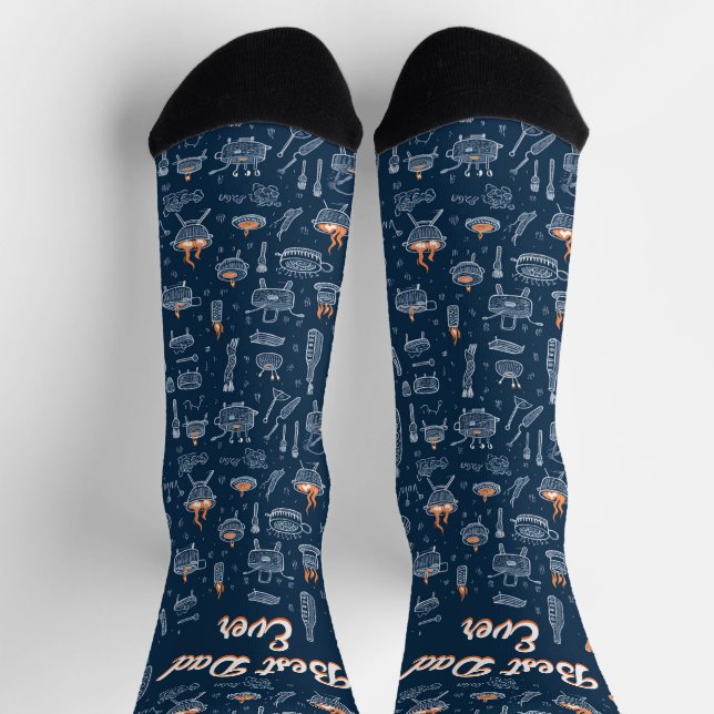 Best Dad Ever Crew Socks with BBQ Feast Design (Top)