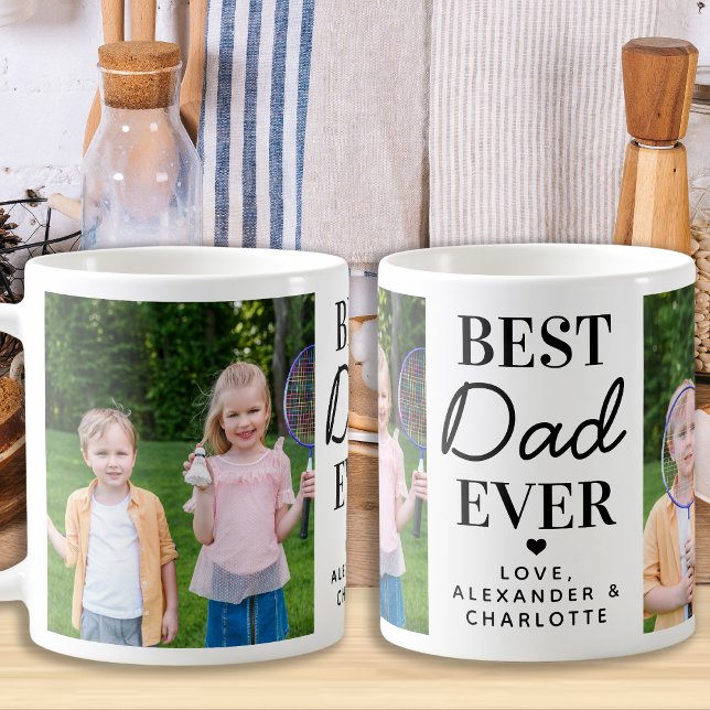 Best DAD Ever Custom 2 Photo Father's Day Coffee Mug (Creator Uploaded)