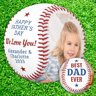 Best DAD Ever Custom 2 Photo Happy Father's Day   Baseball