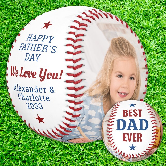 Best DAD Ever Custom 2 Photo Happy Father's Day   Baseball (Creator Uploaded)