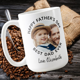Best DAD Ever Custom 2 Photo Happy Father's Day Coffee Mug