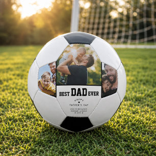 Best Dad Ever Custom 3 Colour Photo Fathers Day Soccer Ball