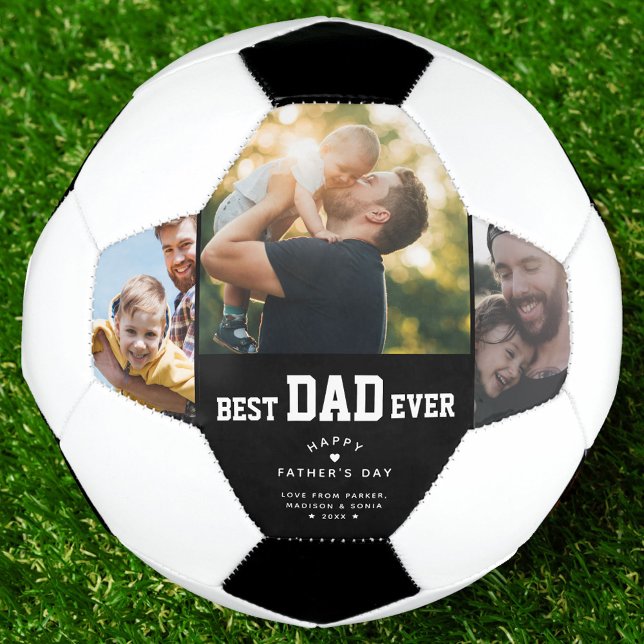 Best Dad Ever Custom 3 Colour Photo Fathers Day Soccer Ball (Creator Uploaded)