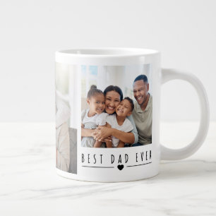 Best Dad Ever Custom 3 Family Photo Collage Large Coffee Mug