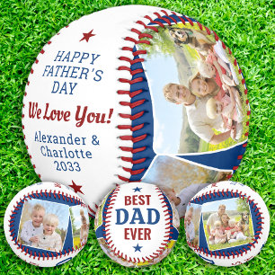 Best DAD Ever Custom 4 Photo Happy Father's Day Baseball