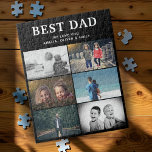 Best Dad Ever Custom 6 Photo Collage Album Jigsaw Puzzle<br><div class="desc">Best Dad Ever Custom 6 Photo Collage Photo Puzzle. 6 photos and the best dad ever in modern white typography on a black background. Personalise the puzzle with your photos. Great gift and a sweet keepsake for a dad or grandpa on Father`s Day,  birthday or Christmas.</div>