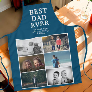 Best Dad Ever Custom 6 Photo Collage Blue Apron