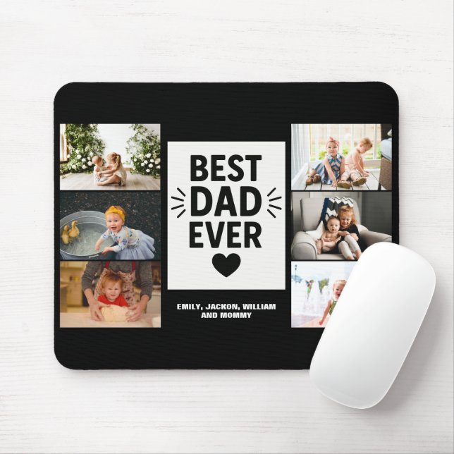 Best Dad Ever Custom 6 Photo Collage  Mouse Pad (With Mouse)