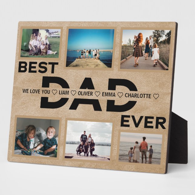 Best Dad Ever Custom Family Photo Collage Plaque (Side)
