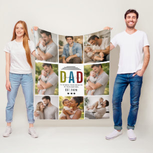 Best Dad Ever Custom Father’s Day 8 photos Fleece Blanket