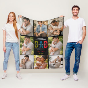 Best Dad Ever Custom Father’s Day 8 photos Fleece Blanket
