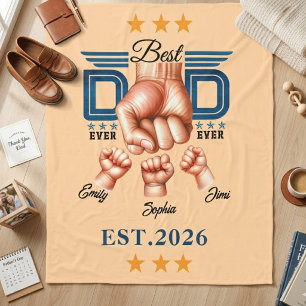 Best Dad Ever   Custom Father’s Day 8 photos Fleece Blanket