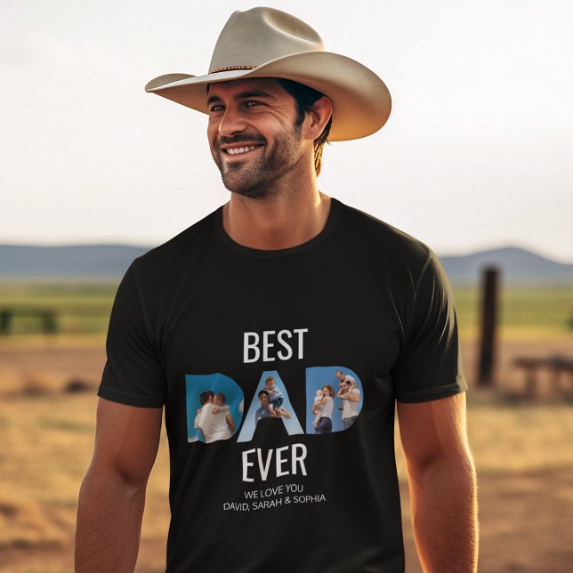 Best Dad Ever Custom Fathers Day Photo Collage T-Shirt (Creator Uploaded)
