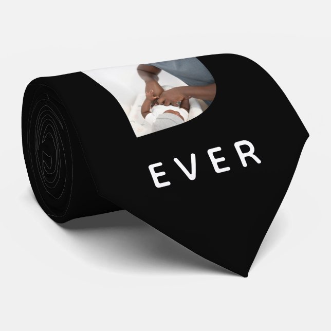 Best Dad Ever Custom Fathers Day Photo Collage Tie (Rolled)