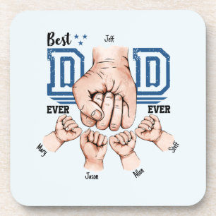 Best Dad Ever Custom Fist Bump - Four Kids Coaster