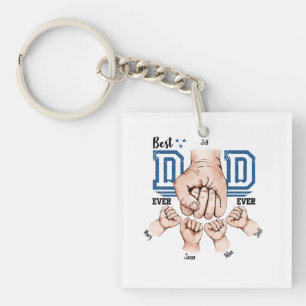 Best Dad Ever Custom Fist Bump - Four Kids Key Ring