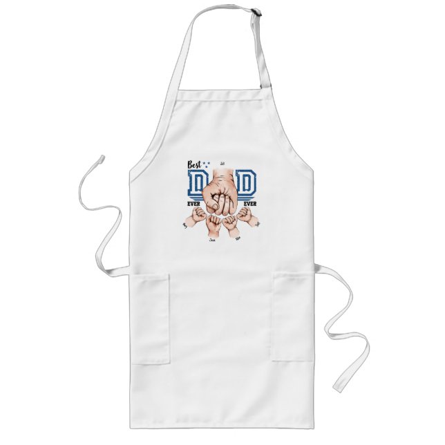 Best Dad Ever Custom Fist Bump - Four Kids Long Apron (Front)