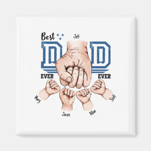 Best Dad Ever Custom Fist Bump - Four Kids Magnet