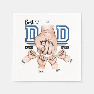 Best Dad Ever Custom Fist Bump - Four Kids Napkin