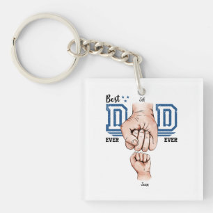 Best Dad Ever Custom Fist Bump - One Kid Key Ring