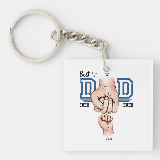 Best Dad Ever Custom Fist Bump - One Kid Key Ring (Front)