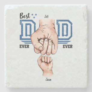 Best Dad Ever Custom Fist Bump - One Kid Stone Coaster