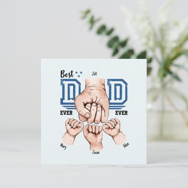 Best Dad Ever Custom Fist Bump - Three Kids (Standing Front)