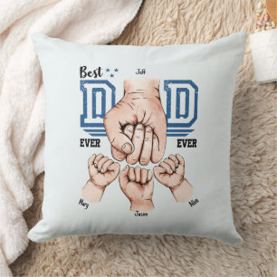 Best Dad Ever Custom Fist Bump - Three Kids Cushion