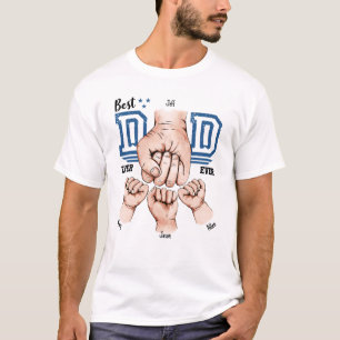 Best Dad Ever Custom Fist Bump - Three Kids T-Shirt