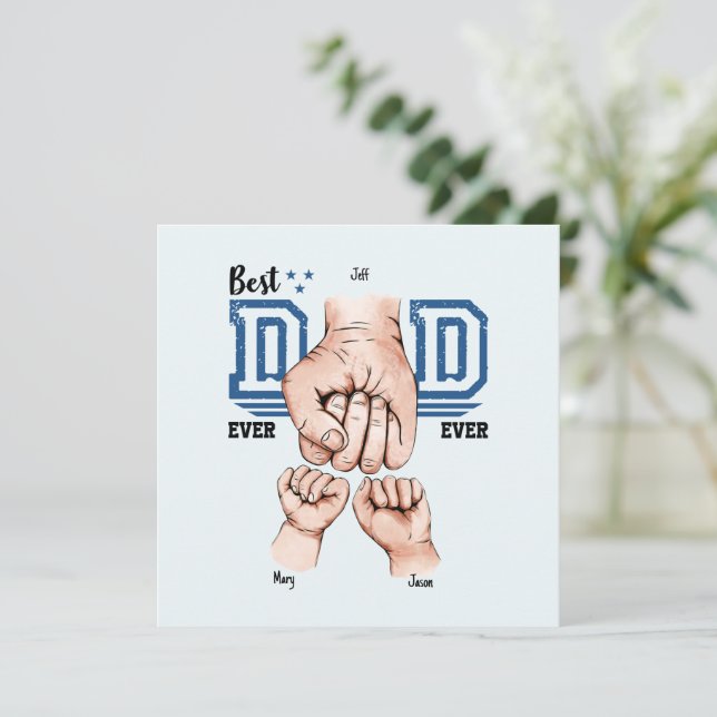 Best Dad Ever Custom Fist Bump - Two Kids (Standing Front)