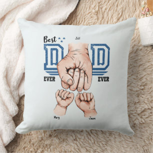 Best Dad Ever Custom Fist Bump - Two Kids Cushion