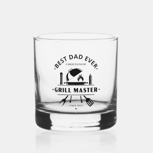 Best Dad Ever Custom Grill Master Whiskey Rocks Glass