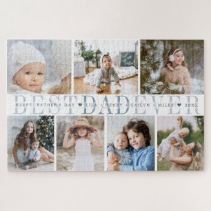 Best Dad Ever Custom Message & Kid Photo Collage Jigsaw Puzzle