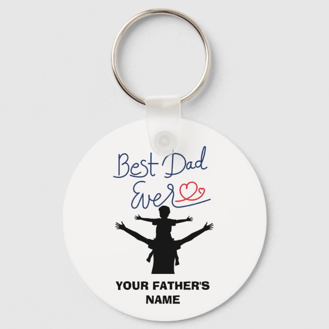 Best Dad Ever Custom Name Keychain (Front)